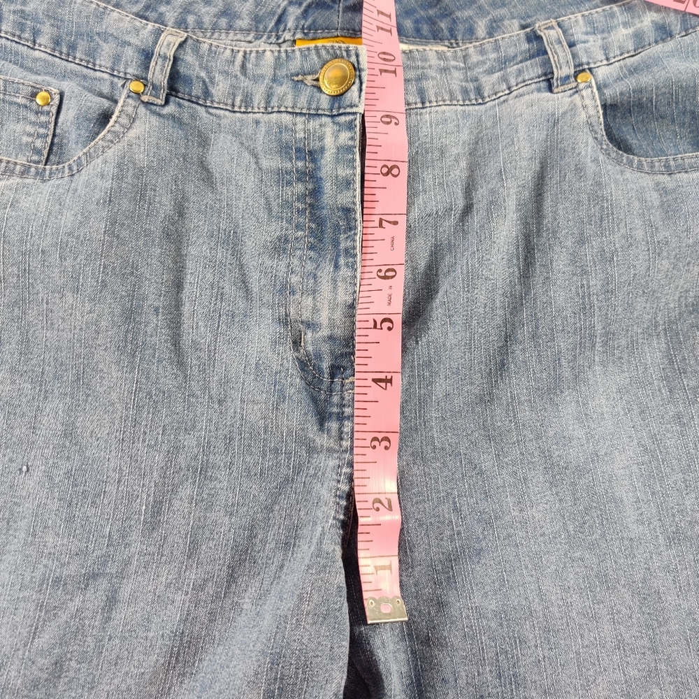 Ruby Rd. High Rise Distressed Lace Patch Jeans 10 - Picture 6 of 8
